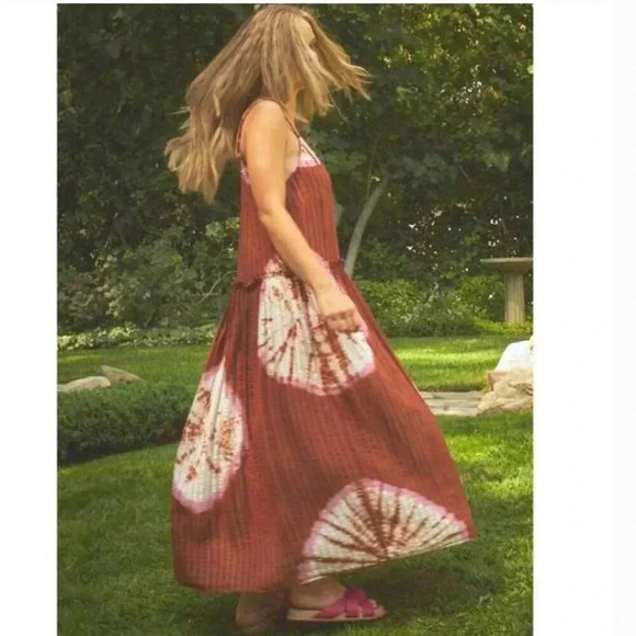 NWT Anthropologie The Odells Cora Bohemian Tie Dye Maxi Dress Pomelo Multi M - Picture 5 of 8
